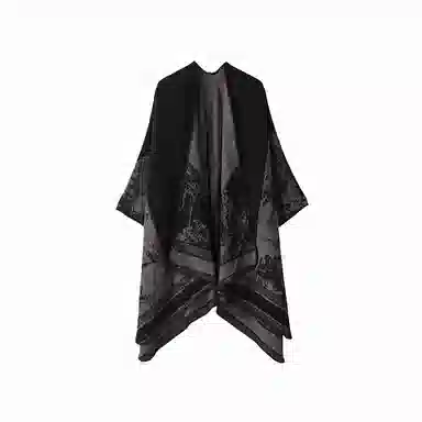 北极绒 潮流小众复古双面印花高级开叉旅游空调房 涤纶 披肩 女款