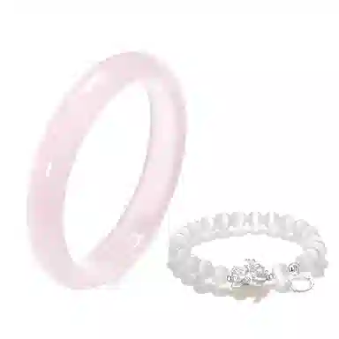 【女友柒夕限定周年礼盒&999银招财猫】 琉堇 一步一响金钱进袋国风汉服旗袍水润显白贵妃镯 星光粉正圈平安镯#好运 琉璃 手镯 女款