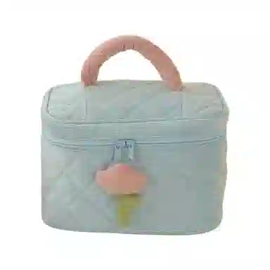 悦语实用少女心包 便携收纳防尘 化妆包奶油灯芯绒可爱化妆包高级感可爱洗漱包便携大容量化妆品收纳包