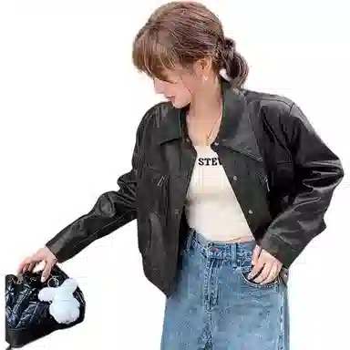 稻草人 时尚潮流休闲短款百搭秋冬外套皮衣 女款