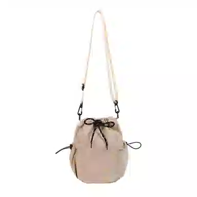 德力熊 百搭休闲简约抽绳束口水桶手机包潮流 尼龙 斜挎单肩包 常规 女款