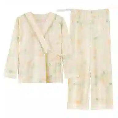 莫代尔 春秋清新气质一体式带杯垫月子家居服睡衣套装 女款