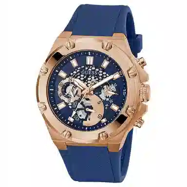 GUESS Quartz Silicone Strap 46mm Blue Dial