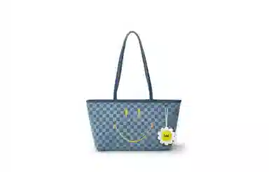 Lee x Smiley Checkered Tote Bag Blue