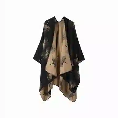 北极绒 潮流小众复古双面印花高级开叉旅游空调房 涤纶 披肩 女款