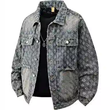 HIPHOPPUNKS Jacquard Vintage Denim Jacket