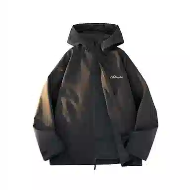 鸭鸭 简约品牌字母纯色拼接宽松休闲连帽户外防水防风羽绒服 男女同款