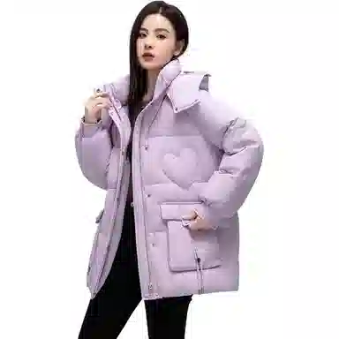 鸭鸭 冬季时尚中长款加厚鸭绒休闲气质简约面包服羽绒服 女款