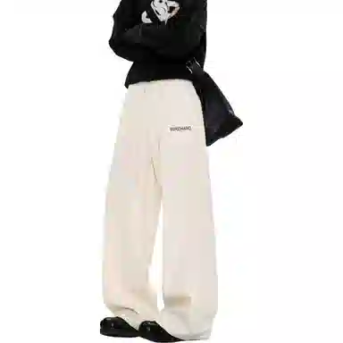 【高级纯色慵懒风垂感】布客行 美式高街复古港式韩系舒适宽松运动百搭抽绳青少年早秋开学穿搭雅痞阔腿亲肤长裤子休闲裤 男女同款