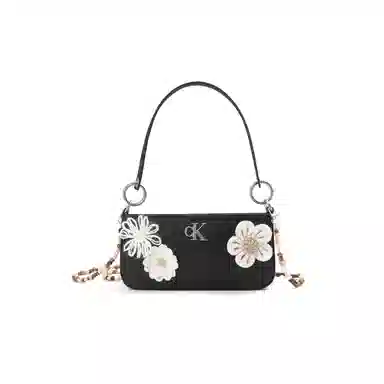 Calvin Klein Edor Woven Flower Shoulder Bag Black