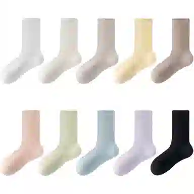 妮轻 蚕丝夏季薄款纯色中筒袜 女款