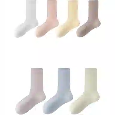 妮轻 蚕丝夏季薄款纯色中筒袜 女款