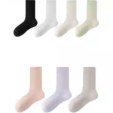 妮轻 蚕丝夏季薄款纯色中筒袜 女款