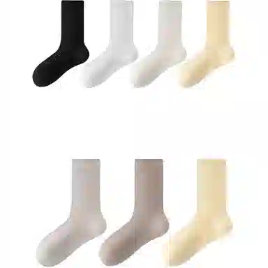 妮轻 蚕丝夏季薄款纯色中筒袜 女款