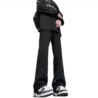 【设计感假拉链可开】布客行 微喇修身显高显瘦显腿长潮牌休闲百搭美式高街复古纯色基础款水洗做旧废土风通勤弹力柔软牛仔裤 男女同款