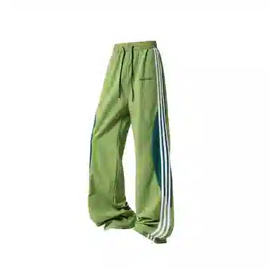 【三条杠拼接条纹撞色明线设计】布客行 青少年早秋开学美式高街潮牌复古阔腿垂感抽绳运动舒适松紧长裤子休闲裤 男女同款