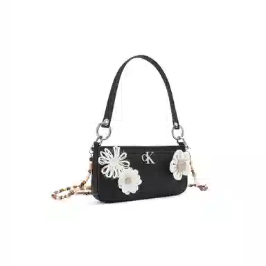 Calvin Klein Edor Woven Flower Shoulder Bag Black
