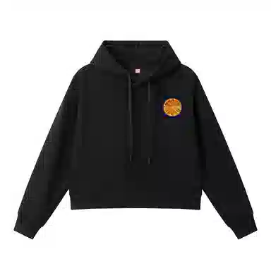 欧迪芬 基础款纯色修身休闲短款连帽外套高腰显瘦棉质上衣舒适柔软卫衣 女款