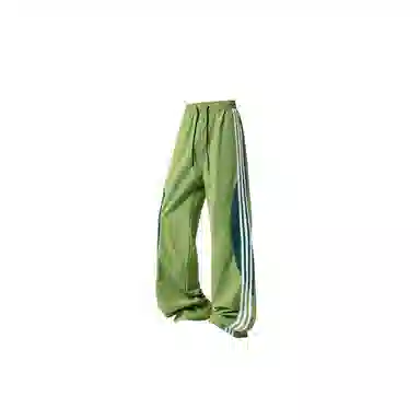 【三条杠拼接条纹撞色明线设计】布客行 青少年早秋开学美式高街潮牌复古阔腿垂感抽绳运动舒适松紧长裤子休闲裤 男女同款