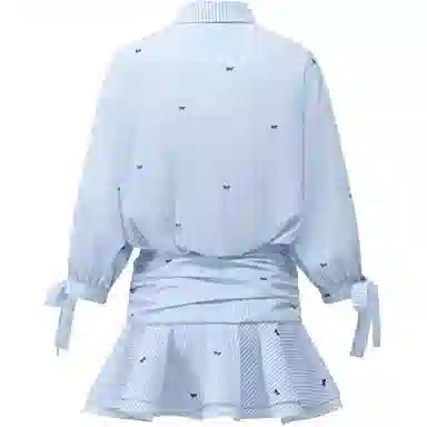 苏九儿 甜美穿搭条纹衬衫长袖连衣裙 女款