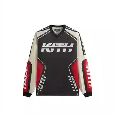 KITH FW25 Moto Mesh Donovan V-Neck Long Sleeve Tee