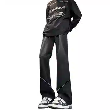 【设计感假拉链可开】布客行 微喇修身显高显瘦显腿长潮牌休闲百搭美式高街复古纯色基础款水洗做旧废土风通勤弹力柔软牛仔裤 男女同款