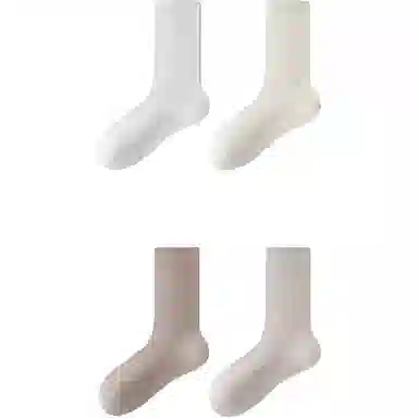 妮轻 蚕丝夏季薄款纯色中筒袜 女款