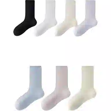 妮轻 蚕丝夏季薄款纯色中筒袜 女款