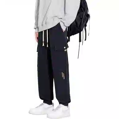 顶峰保罗 美式复古宽松直筒加绒加厚工装长裤无性别主义痞帅潮流百搭秋冬穿搭束脚休闲裤 男女同款