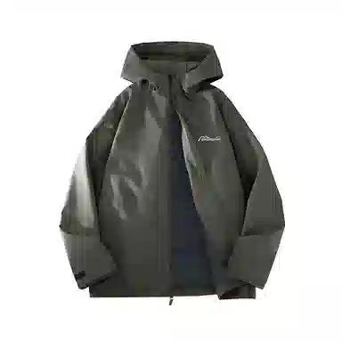 鸭鸭 简约品牌字母纯色拼接宽松休闲连帽户外防水防风羽绒服 男女同款