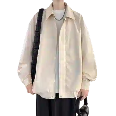 宝米卡 美拉德纯色翻领机车外套休闲春秋潮皮衣 男女同款