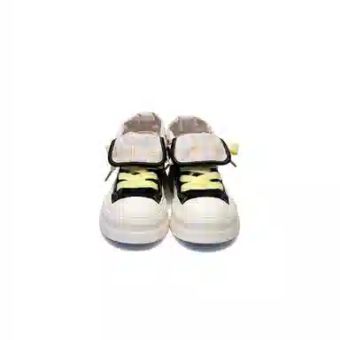 韩系小众百搭翻边格纹学院风舒适轻便防滑休闲运动两穿 耐磨增高减震 高帮 帆布鞋 女款