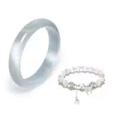 【高品质】 岁月静好 冰蓝贵妃镯爱如繁星套装叠戴新中式国潮古风气质美人镯轻奢气质温婉百搭#好运 玻璃猫眼 手镯 男女同款情侣款