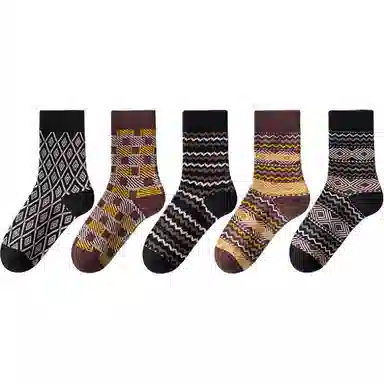 黛梦恋 复古菱格防臭吸汗中筒袜 女款