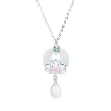 金戟 蛇头莲花 新中式国风生肖蛇守护 平安扣清透优雅锁骨链#好运#好运天然 玉髓 项链 女款