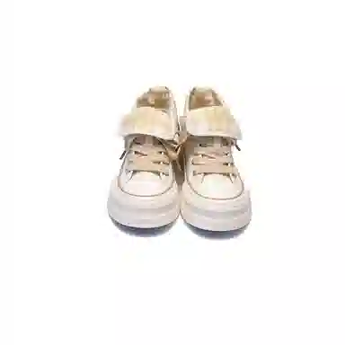 韩系小众百搭翻边格纹学院风舒适轻便防滑休闲运动两穿 耐磨增高减震 高帮 帆布鞋 女款