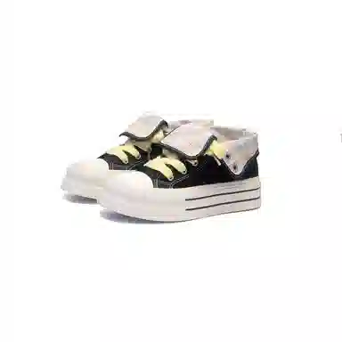 韩系小众百搭翻边格纹学院风舒适轻便防滑休闲运动两穿 耐磨增高减震 高帮 帆布鞋 女款