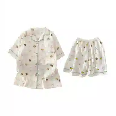 静英鸾 夏季薄款卡通甜美风休闲舒适家居服睡衣套装 女款