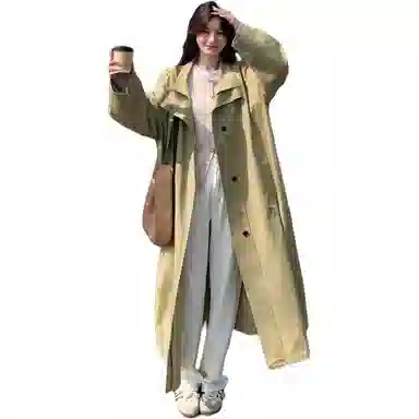 袋鼠 韩系过膝立领流行又酷又飒外套风衣 女款