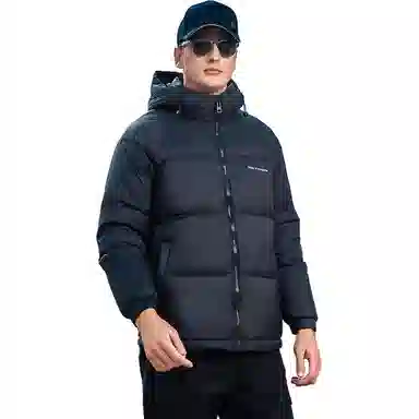 鸭鸭 极寒户外系列 中青年纯色韩版休闲基础百搭短款连帽加厚保暖运动面包羽绒服 男款