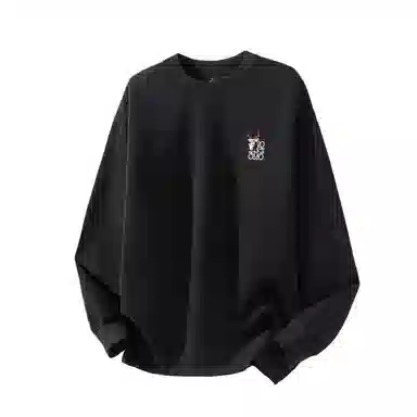 吉肯蒂 圆领卫衣男春秋季日系复古刺绣套头百搭休闲潮牌衣服上衣 男款