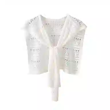 浪莎 韩系打结针织冰丝女款穿搭镂空外搭裙子衬衫坎肩秋季搭肩 披肩 女款