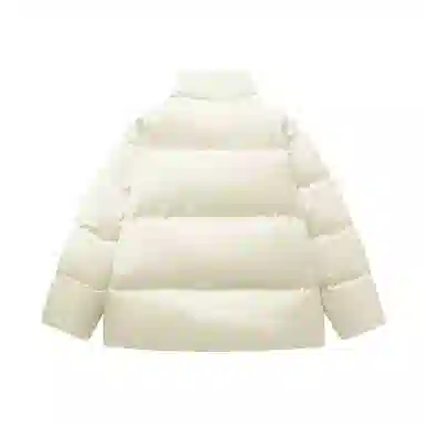 鸭鸭 云朵泡芙美式复古简约高街纯色基础宽松休闲低饱和多巴胺面包棉服保暖加厚百搭立领羽绒服 女款