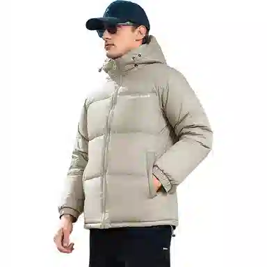 鸭鸭 极寒户外系列 中青年纯色韩版休闲基础百搭短款连帽加厚保暖运动面包羽绒服 男款