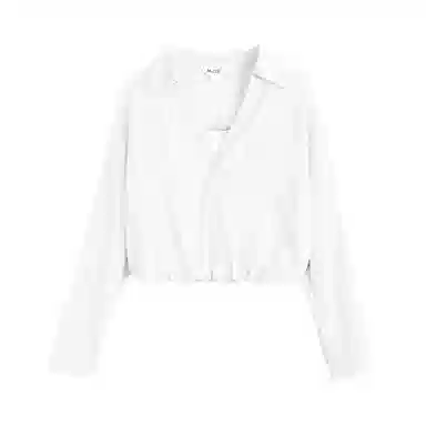 米子旗 蓝色蕾丝花边长袖衬衫 女款