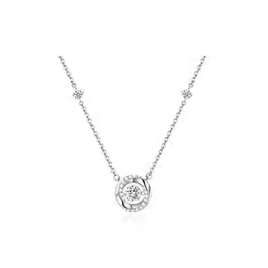 【999足银】 凤祥囍事 老凤祥 莫比乌斯 璀璨之星 灵动爆闪宝石跳动的心女生锁骨链 女朋友闺蜜纪念日周年礼精美礼盒#好运 纯银 项链 女款