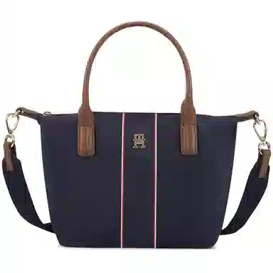 Tommy Hilfiger Metal Letter Colorblock Crossbody Tote Navy