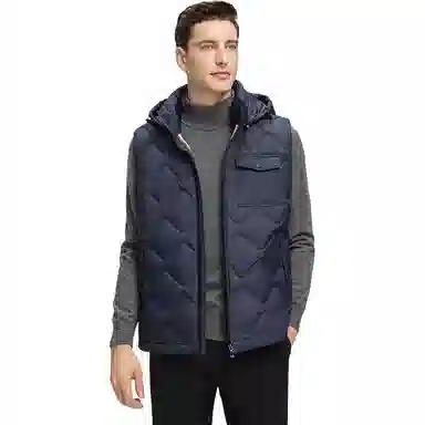 鸭鸭  韩版休闲可拆卸连帽短款秋冬季外套户外防寒保暖基础百搭外穿  羽绒马甲  男款