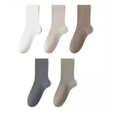 亲相见 纯棉防臭吸汗透气纯色中筒袜 女款