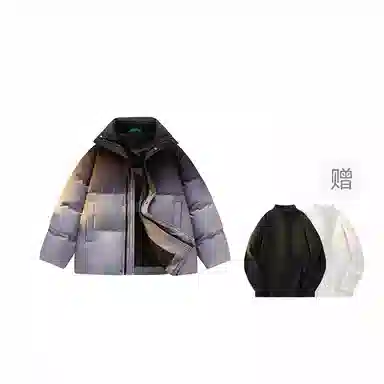 鸭鸭 云朵泡芙美式复古简约高街纯色基础宽松休闲低饱和多巴胺面包棉服保暖加厚百搭立领羽绒服 女款